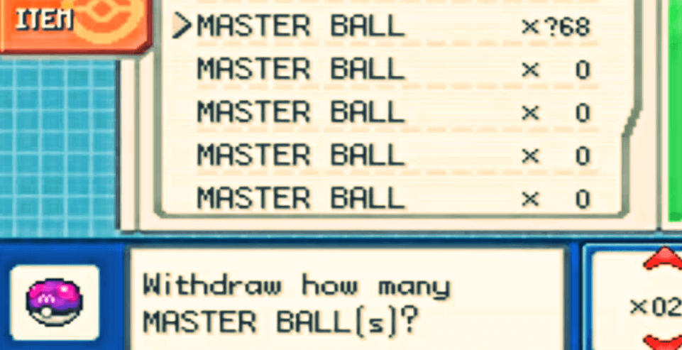 fire red master ball cheat