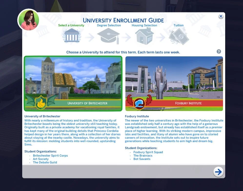 Enroll in university sims 4